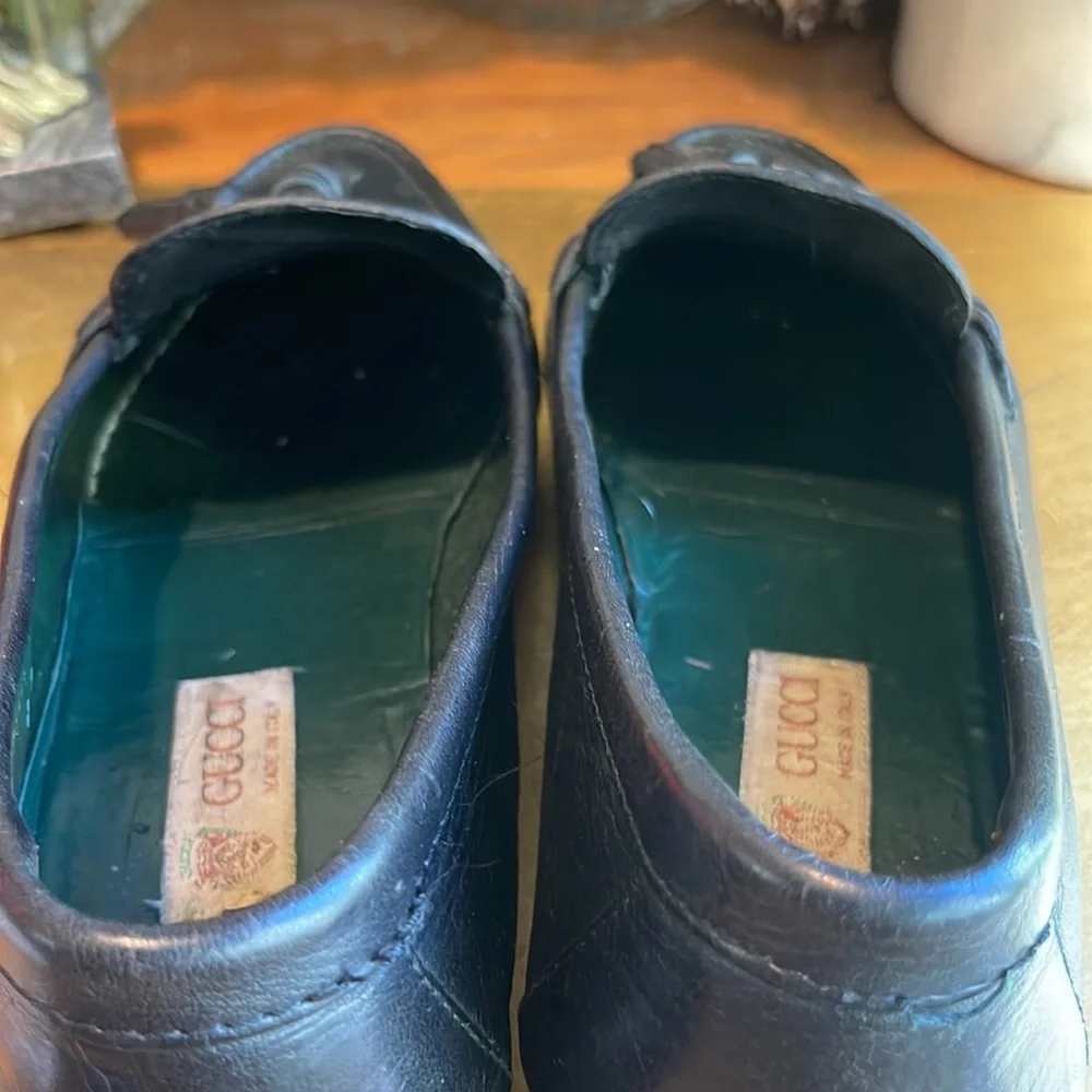 Gucci Black Leather Tassel Loafers
